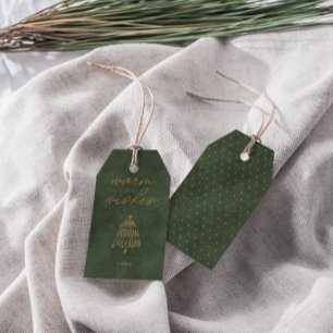 Christmas Tree • Modern Dusty Green Velvet Holiday Gift Tags