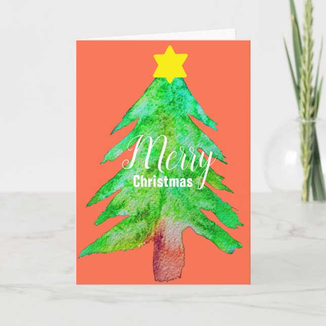 Christmas tree modern funky colors holiday card (Front)