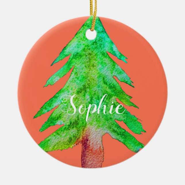 Christmas tree modern funky colours ceramic ornament (Front)
