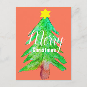 Christmas tree modern funky colours holiday postcard