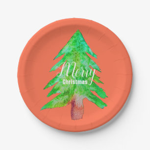 Christmas tree modern funky colours paper plate