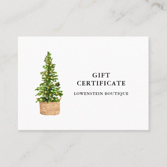 Christmas Tree Modern Holiday Gift Certificate (Front)