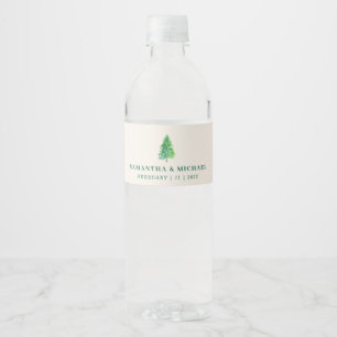 Christmas Tree   Modern Holiday Water Bottle Label