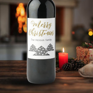 Christmas Tree Modern Minimalist Family Holiday Wine Label