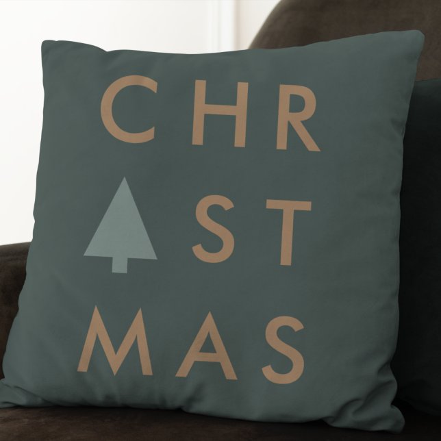 Christmas Tree | Modern Minimalist Gold and Green Cushion (Creator Uploaded)
