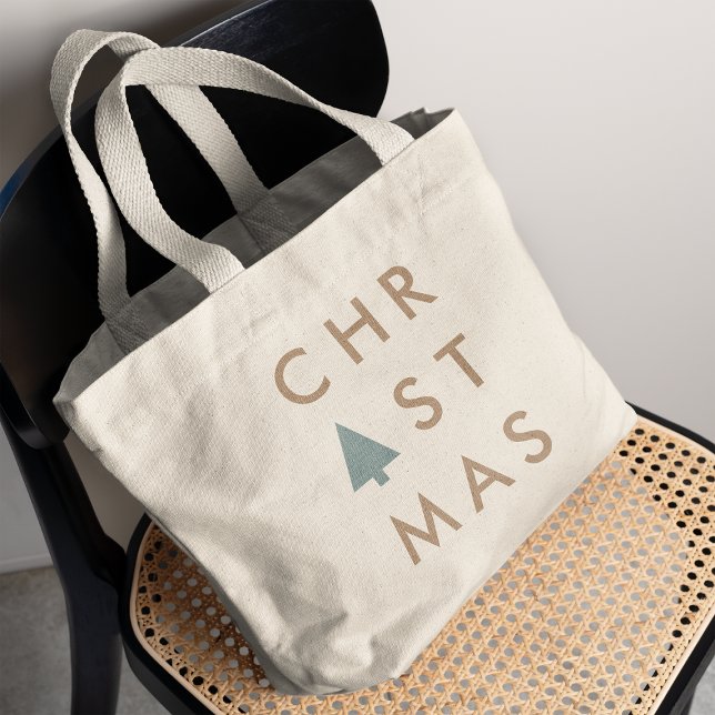 Christmas Tree | Modern Minimalist Scandinavian Large Tote Bag (Creator Uploaded)