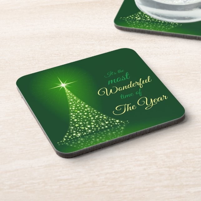 Christmas Tree Most Wonderful Time of Year Coaster (Left Side)