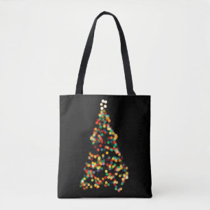 Christmas Tree, Multi-coloured lights, bokeh Tote Bag