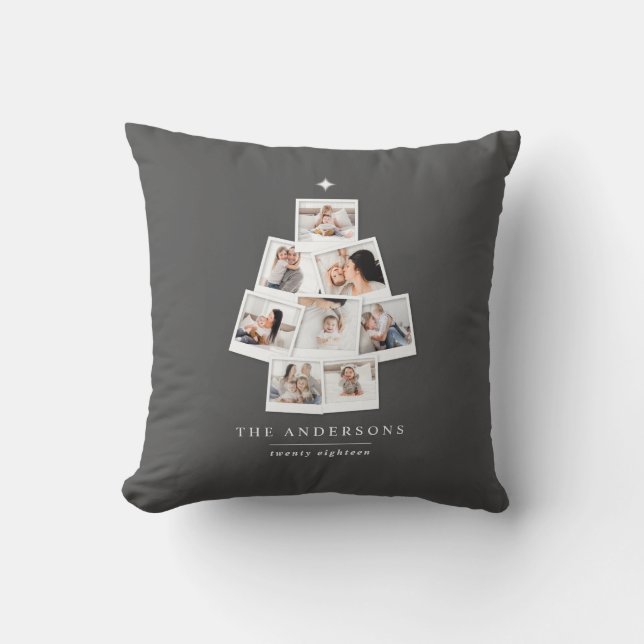 Christmas tree multi photo holiday cushion (Front)