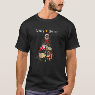 Christmas Tree Munchkin Cat Lover Xmas Cat Owner P T-Shirt
