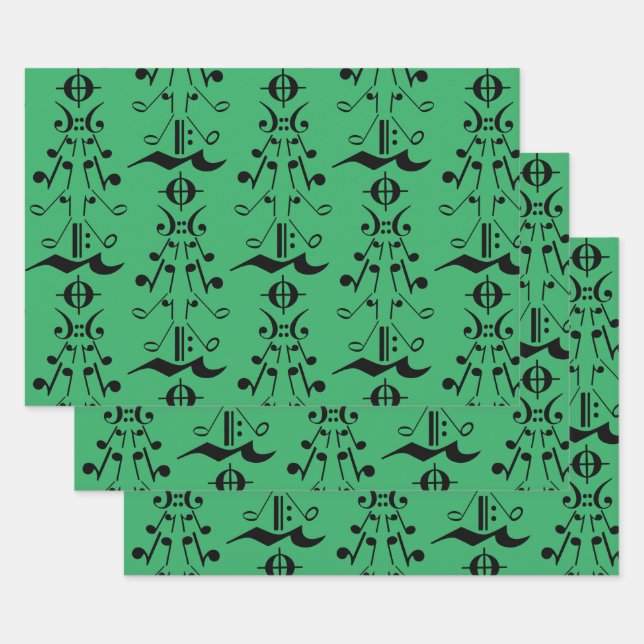Christmas Tree - Music Notes and Symbols Wrapping Paper Sheet (Set)