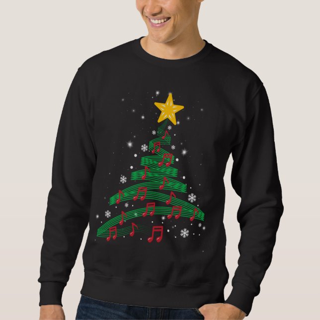 Christmas Tree Music Notes Musical Christmas Carol Sweatshirt (Front)