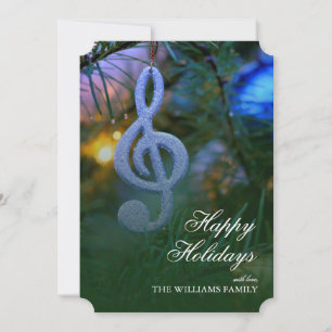 Christmas Tree Music Symbol ornament Holiday Card