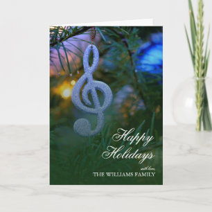 Christmas Tree Music Symbol ornament Holiday Card
