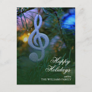 Christmas Tree Music Symbol ornament Holiday Postcard