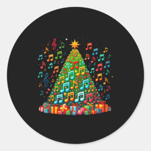 Christmas Tree Musical Note Music Teacher Musician Classic Round Sticker