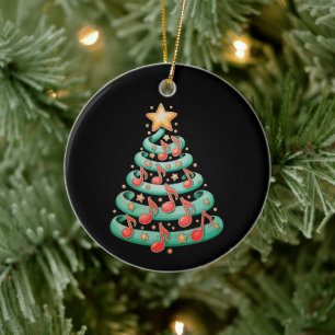 Christmas Tree Musical Notes Song Musician Xmas Ceramic Ornament