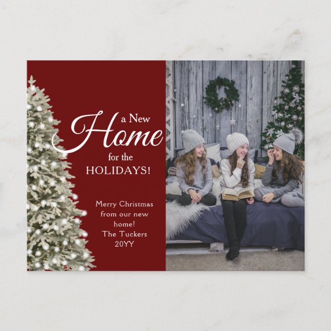 Christmas Tree New Home for Holidays Photo Moving Postcard (Front)