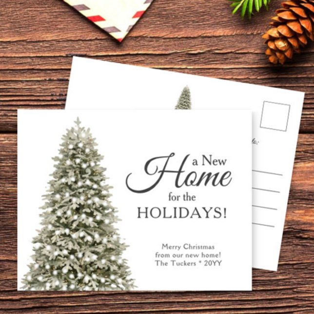 Christmas Tree New Home Moving Announcement Postcard (Creator Uploaded)