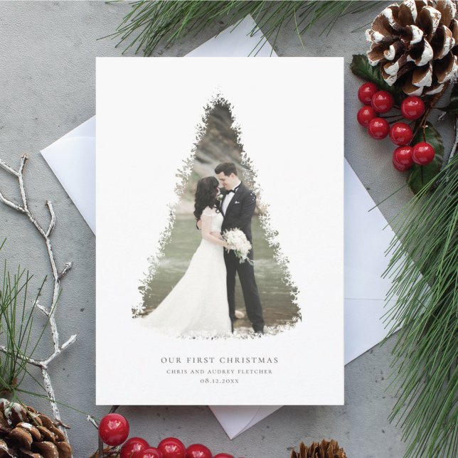 Christmas Tree Newlywed Holiday Photo Card (Creator Uploaded)