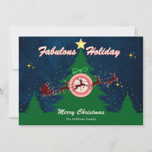 Christmas Tree Night French Roulette Casino Style Holiday Card