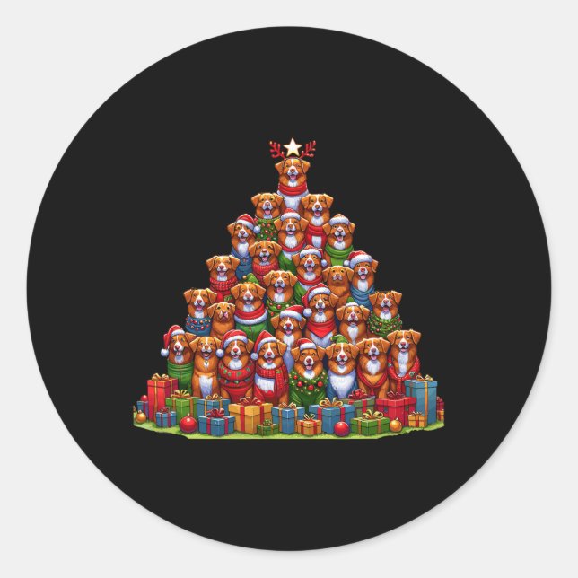 Christmas Tree Nova Scotia Duck Tolling Retriever  Classic Round Sticker (Front)