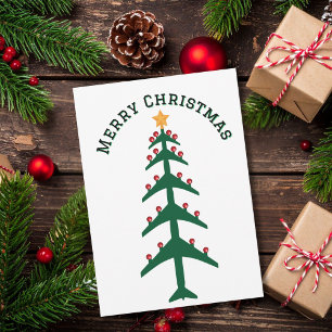 Christmas Tree of Aeroplanes & Photo Minimalist  Holiday Card