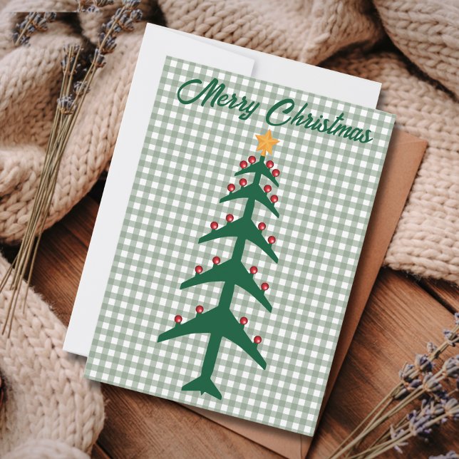 Christmas Tree of Airplanes & Photo Minimalist  Holiday Card (Creator Uploaded)