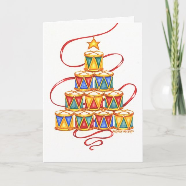 Christmas Tree Of Drums Greeting Cards (Front)