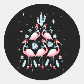 Christmas Tree Of Flamingo Flamingos Holidays Classic Round Sticker