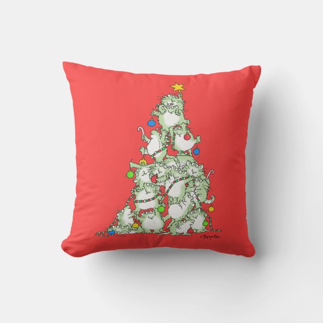 Christmas Tree of Kitties by Sandra Boynton Throw  Cushion (Front)