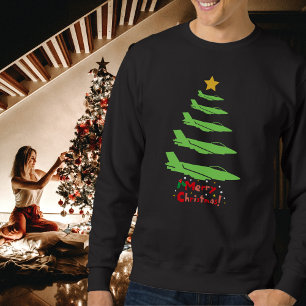 Christmas tree of military aeroplanes Fun Sweatshirt