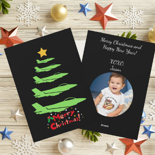 Christmas tree of military aeroplanes,Photo Holiday Card