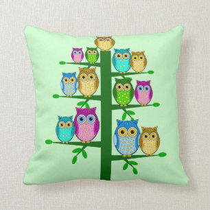 Christmas tree of owls cushion