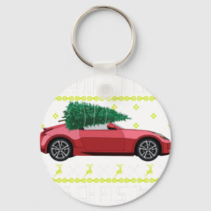 Christmas Tree Oldtimer Car Xmas Ugly Sweater Pull Key Ring