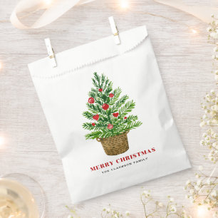 Christmas Tree on a Wicker Basket Christmas Party Favour Bag