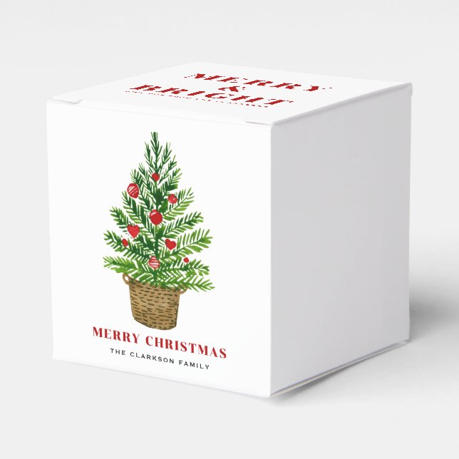 Christmas Tree on a Wicker Basket Merry Christmas Favour Box (Front Side)