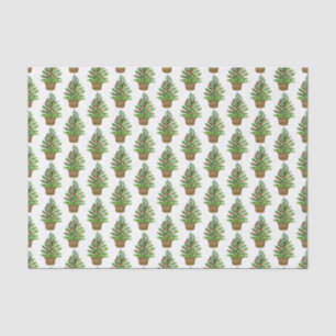 Christmas Tree on a Wicker Basket Pattern Holiday Tissue Paper