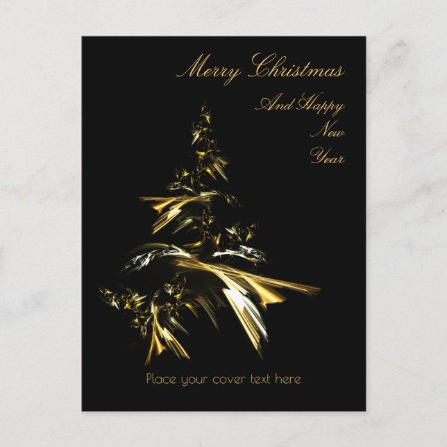 Christmas Tree on Black 001 Holiday Postcard (Front)