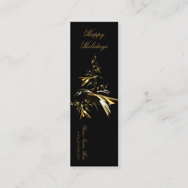 Christmas Tree on Black 001 Mini Business Card (Front)