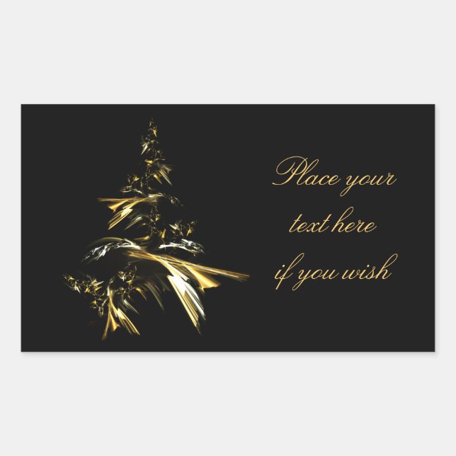 Christmas Tree on Black 001 Rectangular Sticker (Front)