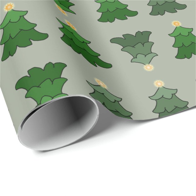 Christmas Tree on Custom Silver Wrapping Paper (Roll Corner)