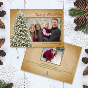Christmas Tree on Parchment Vintage Photo Card