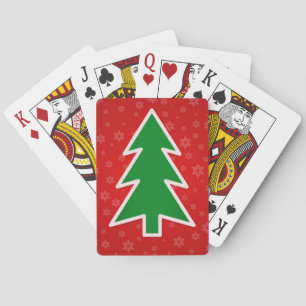 Christmas Tree on Red background Playing Cards