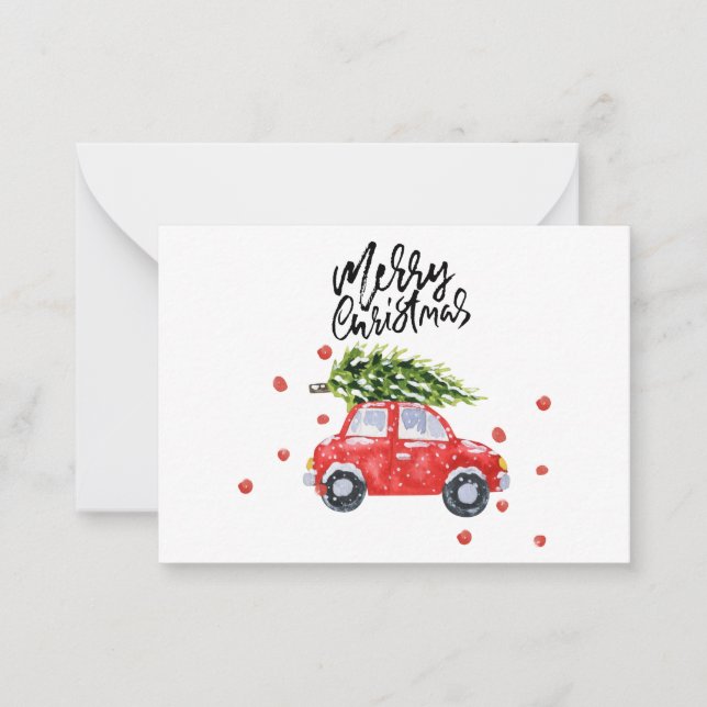 Christmas tree on red car   card (Front)