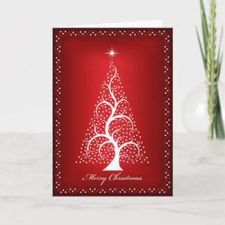 Christmas Tree on Red Holiday Card