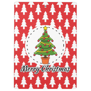 Christmas Tree on Red Pines Pattern - Merry Xmas Clipboard