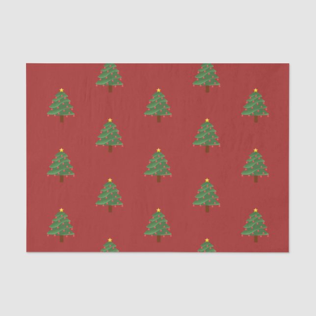 Christmas Tree on Red Tissue Paper (Front)