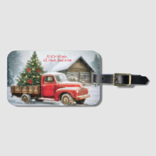 Christmas Tree On Truck Winter Luggage Tag