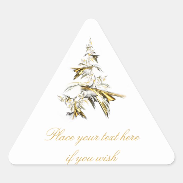 Christmas Tree on White 001 Triangle Sticker (Front)